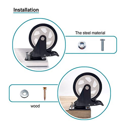 Caster Wheels-5 Inch Swivel Casters Set of 4 Heavy Duty with Brake - color: Black, size: 5"4pack Black