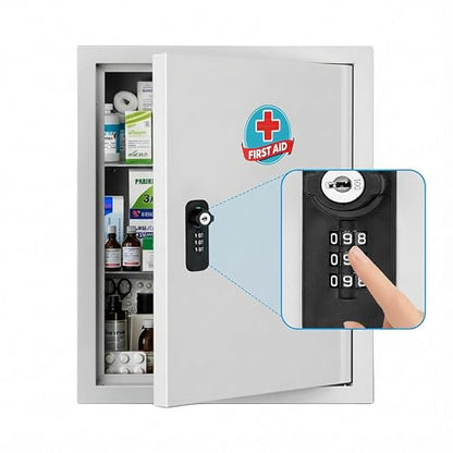 Locking Medicine Cabinet with Combination Lock and Safety Key