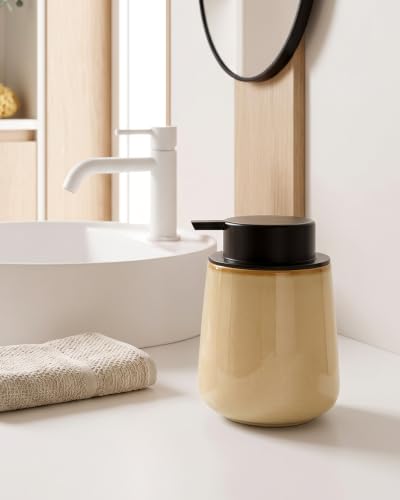 Bosilunlife Ceramic Foaming Soap Dispenser - 12Oz Bathroom Countertop Kitchen Dish Soap Pump Dispenser Foam Soap Dispenser - Coffee - color: Coffee