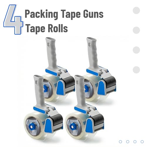 Mr. Pen- Packing Tape Dispenser Gun 2-Inch, Blue, 4 Pack with 4 Rolls Tape - color: Blue, size: 4 Pack