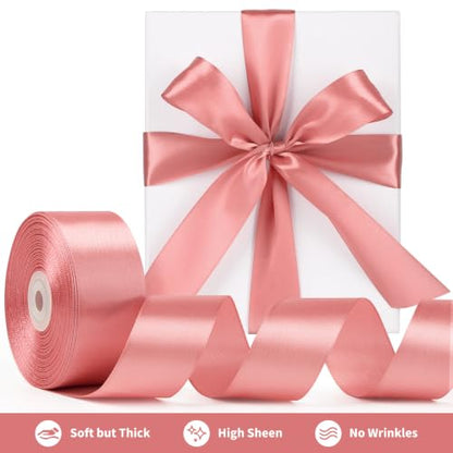 Mauproy Dusty Rose Satin Ribbon, 1-1/2 Inch, 50 Yards - color: Dusty Rose