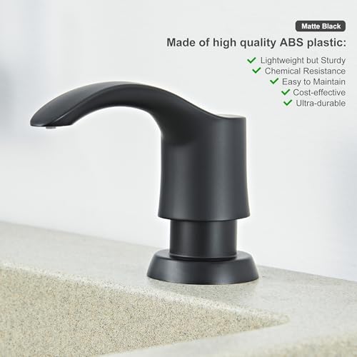 GAGALIFE Kitchen Sink Soap Dispenser with 17 Ounce Large Bottle, G080B - color: Matte Black, size: with Bottle