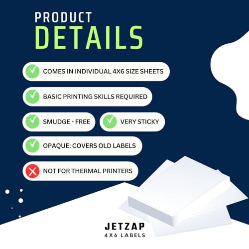 JETZAP Pre-Cut 4x6 Shipping Labels | Work on Most Inkjet and Laser Printers | Just Load & Print | USPS UPS FedEx for Home Printers | 120 Pack