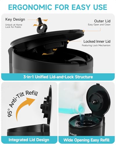 AIKE Automatic Liquid Soap Dispenser,25oz Capacity for Bathroom,Matteblack - color: Matte Black
