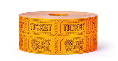 1000 Raffle Tickets Double Roll - color: Fluorescent Orange