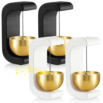 Zonon 4 Pcs Magnetic Wooden Doorbell Chime, White and Black - color: White and Black