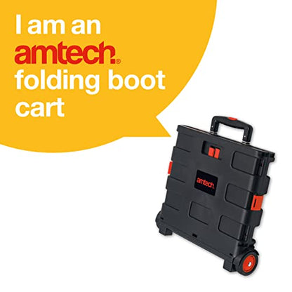 Amtech - Folding Shopping Trolley on Wheels, Easy to Assemble, Collapsible for Easy Transport in Car Boot, Great for Tools, Groceries, and Heavy Loads, Lightweight, Sturdy (25kg Capacity)