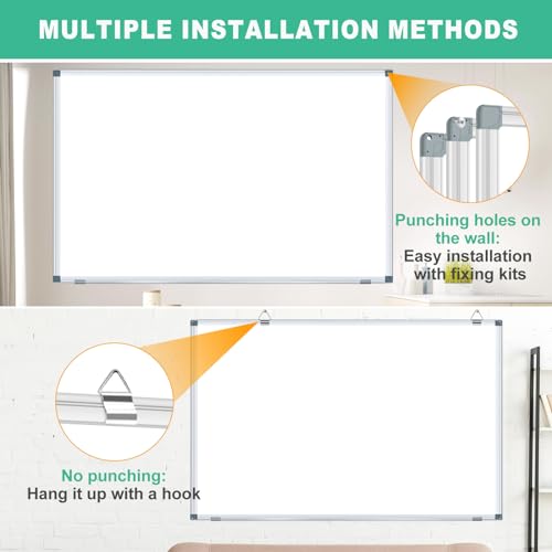 H-Qprobd White Board Dry Erase Boards for Wall 5' x 3' Magnetic Whiteboard - 60"x36" Aluminum Presentation Large Whiteboard with Long Pen Tray, 6 Markers, 2 Erasers &12 Magnets - size: 60"x36"