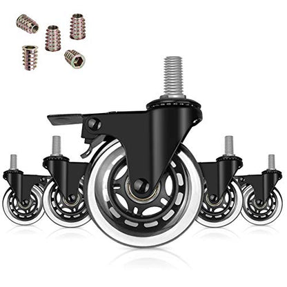 Hirate 3 inch Threaded 3/8"-16UNC Stem Swivel Casters with Locking Wheel - size: 3 inch