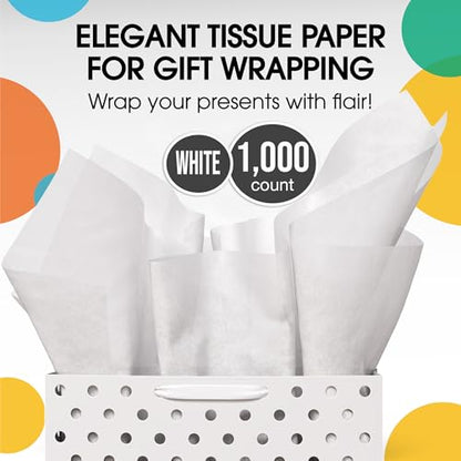 Crown Display White Tissue Paper for Gift Bags 20" X 30" 1000 Sheets - size: 1000 Sheets (20 x 30)