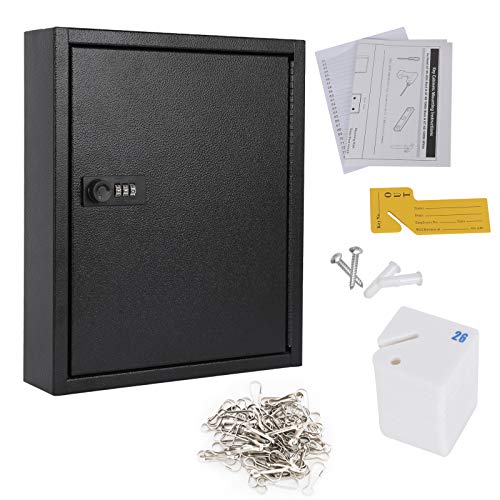 KYODOLED Key Box, Wall Mount 60 Key Cabinet, Combination Lock, Black - color: Black-04