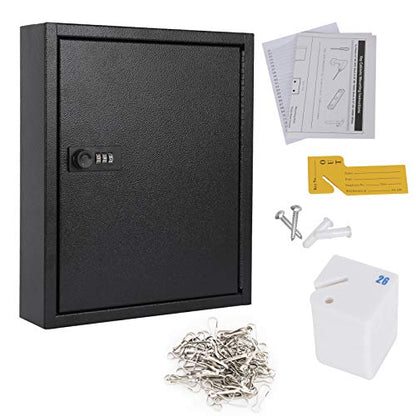 KYODOLED Key Box, Wall Mount 60 Key Cabinet, Combination Lock, Black - color: Black-04