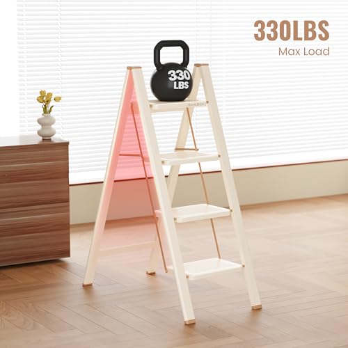 4 Step Ladder, Folding Step Stool with Anti Slip Widened Pedal - size: 4 Step