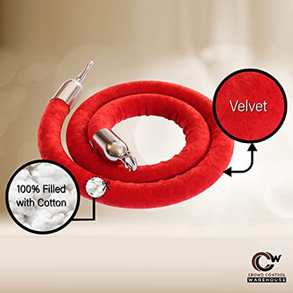 Montour Line Heavy-Duty Velvet Stanchion Rope, Cotton Core, 6 Ft, Brown