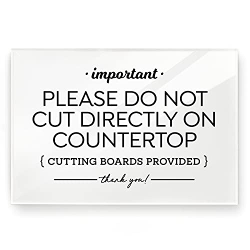 Reilly Originals 4x6 Inch Please Do Not Cut Directly on Countertop, Designer Sign ~ Ready to Stick, Lean or Frame (White)