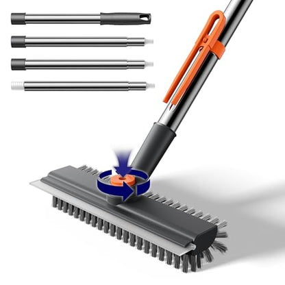 3 in 1 Adjustable Small Floor Scrub Brush with Long Handle - color: Grayorange