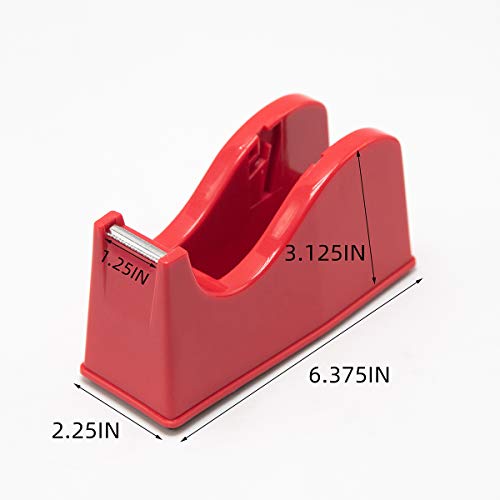 Desktop Tape Dispenser Adhesive Roll Holder (Fits 1" & 3" Core) with Weighted Nonskid Base (1Pack-Red) - color: 1pack-red
