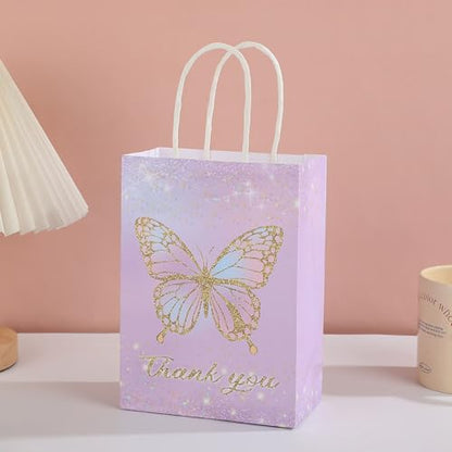 piqiya 24pcs Butterfly Birthday Goodie Bags,Party Favor Gift Bags,Colorful Gift Bag for Baby Shower, Wedding - color: butterfly mix