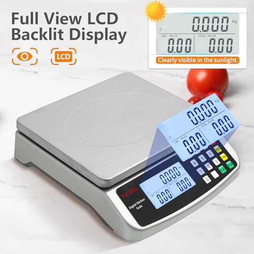Food Scale 88lb/40kg Large Digital Kitchen Scale 0.05oz/1g with Price Computing Commercial Scale 304 Stainless Steel gram Scale for Baking Cooking Meat Restaurant ，USB or AA Battery(Included) - color: SILVER 40KG