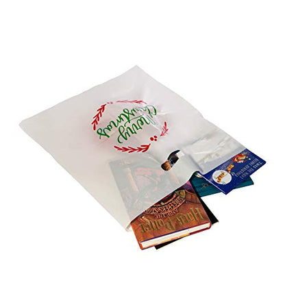 Merry Christmas Bags, Christmas Plastic Bags, 16” x 18”, 100 Pack Bulk