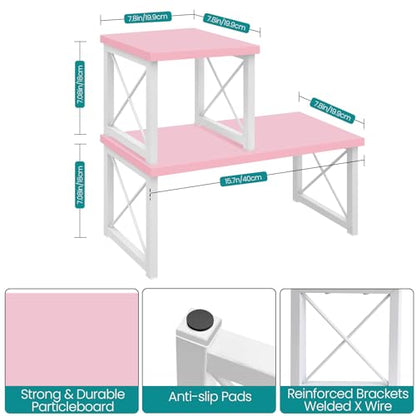 ELITEROO Desktop Shelf, 2 Tier Independent Stackable Desk Stand - color: Pink