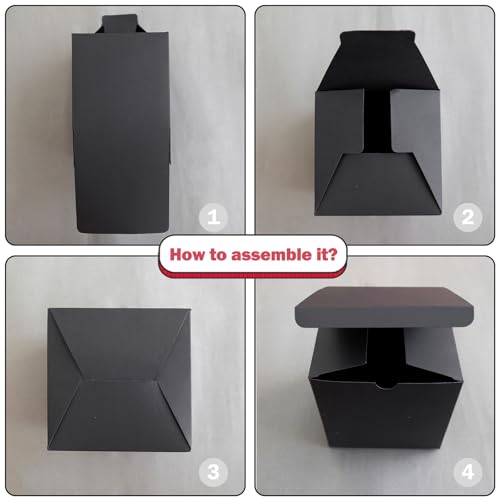 SHIPKEY 10 Pcs Black Gift Boxes with Lids | 5x5x5 Inches Durable Square Gift Boxes | Gift Box for Wedding, Christmas, Holidays, Birthdays and All Other Occasions (13x13x13cm) - color: Black, size: 5"x5"x5"