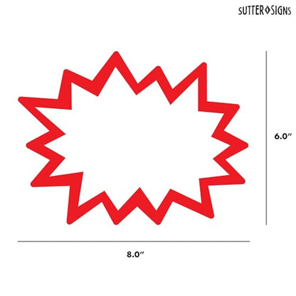 Starburst Signs with Stickers 100pcs - color: White, size: 6x8