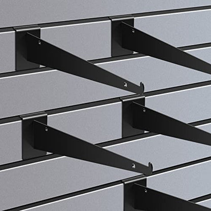 Oudain 10 Pcs 12" Slatwall Shelf Bracket with Lip Metal, Black - color: Black