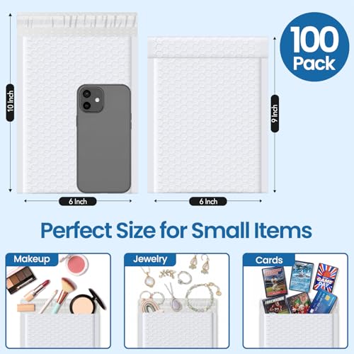Metronic White Bubble Mailers 6x10 Inch 100 Pack Self-Seal Padded Envelopes - color: White, size: 6x10" 100 pc
