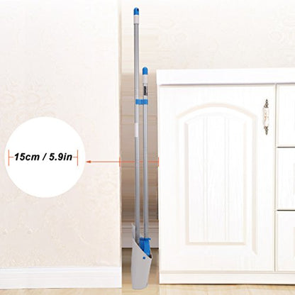 TreeLen Long Handle Broom and Dustpan Set,Upright Dust Pan Combo for Home, Kitchen, Room, Office, Lobby Floor Use Without Bending - color: Blue Broom and Dustpan
