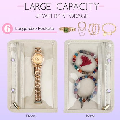 Travel Jewelry Organizer Case,Small Jewelry Bags Jewelry Storage Book Ring Binder with Clear Zipper Velvet Pouch for Traveling (Inner Pages,Beige,3 PCS,Large) - color: Inner Pages,Beige,3 PCS,Large