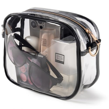 TOBVZOO Clear Bag Stadium Approved, Crossbody Transparent Bag for Concerts Sports Events, Purses for Men & Women - color: Clear - Black