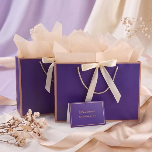 woric 2 Pcs Purple Gift Bags with Handles, 14" Medium Gift Bags - color: Purple