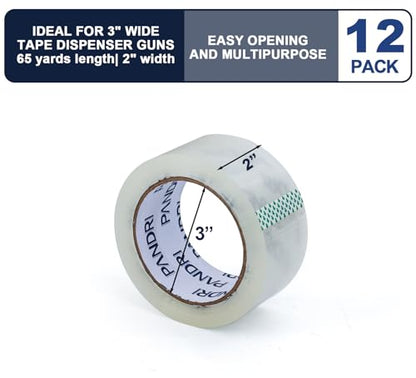PANDRI 12 Pack Heavy Duty Packing Tape, 2" x 65yd Per Roll, Total 780yd - size: 2 Inch 12 Rolls