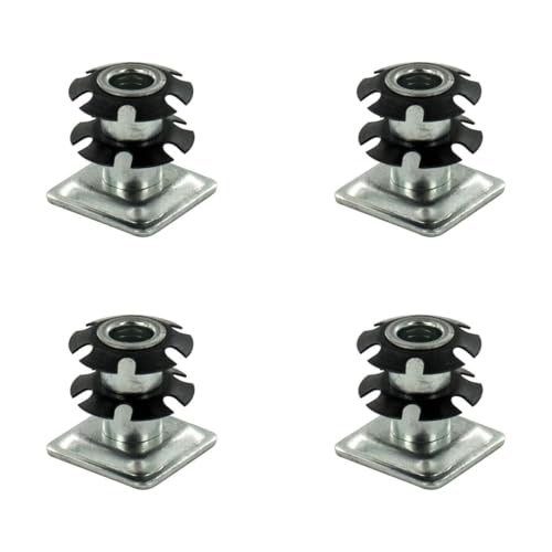 Outwater Industries Double Star Threaded Caster Insert | Heat Treated Steel | Fits 1 Inch Square 16-18 Gauge Tube | Thread: 3/8-16 | 4 Pack - size: 4 Pack