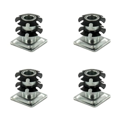 Outwater Industries Double Star Threaded Caster Insert | Heat Treated Steel | Fits 1 Inch Square 16-18 Gauge Tube | Thread: 3/8-16 | 4 Pack - size: 4 Pack