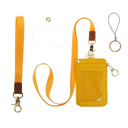 MONDO DESIGNS 2-in-1 ID Badge Holder Lanyard Wallet - Yellow - color: Yellow