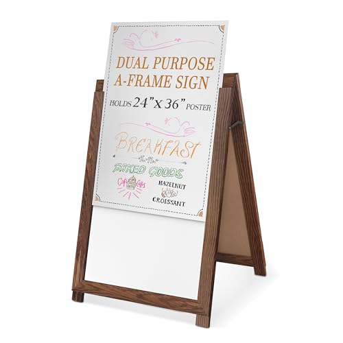 Ilyapa 2-in-1 A-Frame Sign Holder & Whiteboard, 28x41 Inch - Barnwood - color: Barnwood, size: 41x28 Whiteboard