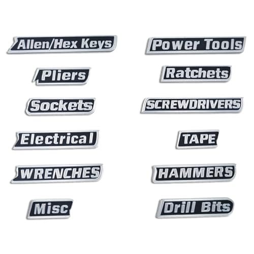 12 Pack Magnetic Tool Box Labels, Toolbox Magnets for Organization - color: Black