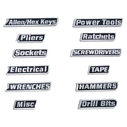 12 Pack Magnetic Tool Box Labels, Toolbox Magnets for Organization - color: Black