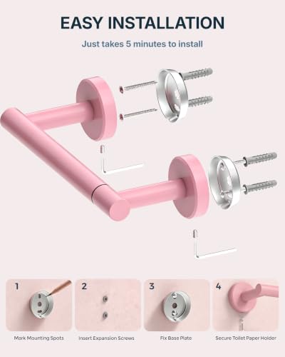 RARXTR Toilet Paper Holder Pink Wall Mount Bathroom Modern Tissue Holder - color: Pink