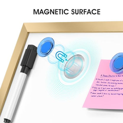 MaxGear Monthly Calendar Whiteboard, Magnetic Double-Sided Board, 16" x 12" - style: Golden Monthly