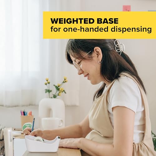 Scotch Tape Dispenser, White, Great for School or Office and Includes 1 Roll of Scotch Magic Tape 3/4 in x 350 in, ABS Material - size: (Pack of 1)