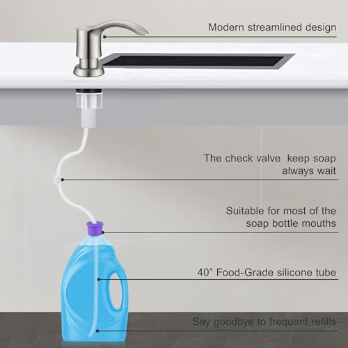 GAGALIFE Kitchen Sink Soap Dispenser - Brushed Nickel, G080BN-G - color: Brushed Nickel, size: with Hose