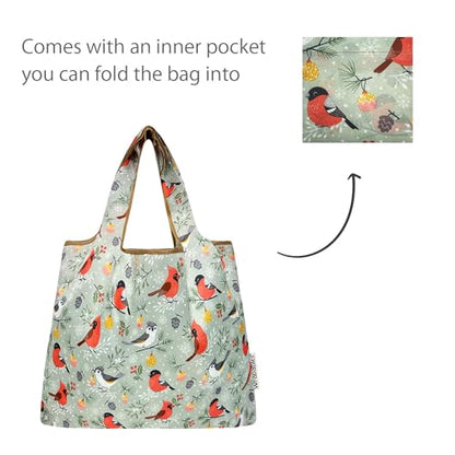 allydrew Medium Foldable Tote Nylon Reusable Grocery Bag (Set of 2) - color: Cardinals