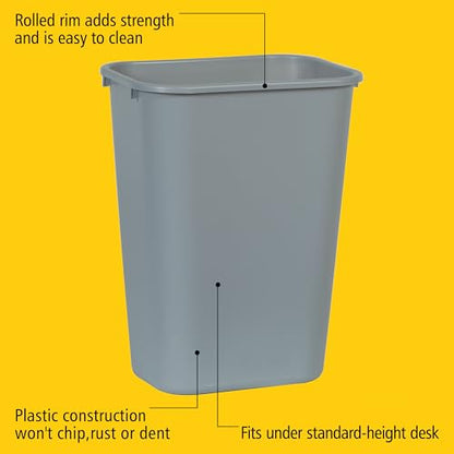 Rubbermaid Commercial Products Deskside Wastebasket/Trash Can, 10.25-Gallon/41-Quart, Gray, Plastic, Garbage Can for Home/Office, Fits Under Desk/Sink/Cabinet - color: Gray, size: 10.25 Gallons