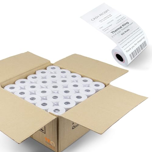 2 1/4" x 50' Credit Card Thermal Receipt Paper 50 Rolls - size: 2-1/4" x 50', style: 50 Rolls