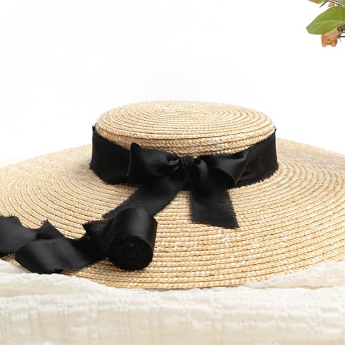 Keypan Black Frayed Satin Chiffon Ribbon, 1.5 Inches, 21 Yards - color: Black
