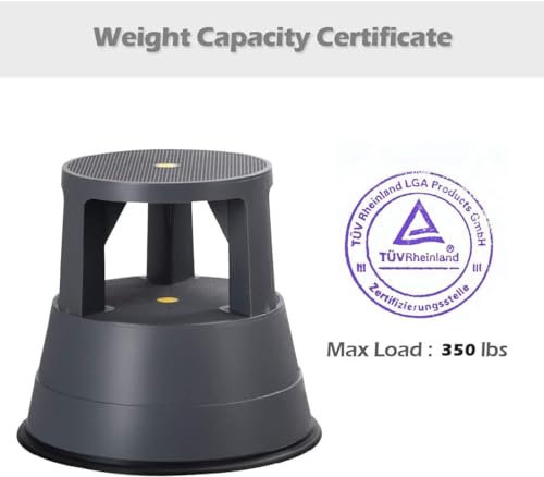 LDAILY Rolling Step Stool, Round Rolling Stool with Wheels Max Load 350 lbs, Non-Slip & Locking Platform, Small Plastic Library Step Stools for Adults & Seniors, Ideal for Kitchen, Home Office, Garage