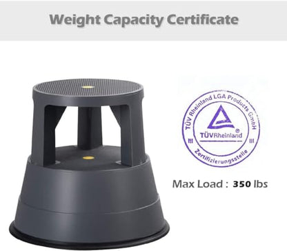 LDAILY Rolling Step Stool, Round Rolling Stool with Wheels Max Load 350 lbs, Non-Slip & Locking Platform, Small Plastic Library Step Stools for Adults & Seniors, Ideal for Kitchen, Home Office, Garage